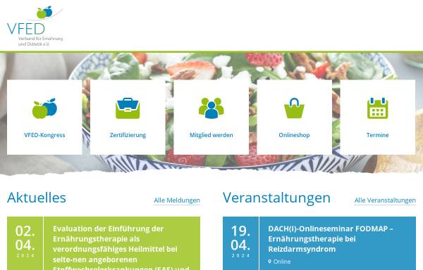 Vorschau von www.vfed.de, Verband für Ernährung und Diätetik e. V. (VfED)