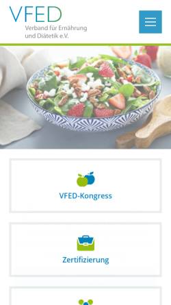 Vorschau der mobilen Webseite www.vfed.de, Verband für Ernährung und Diätetik e. V. (VfED)