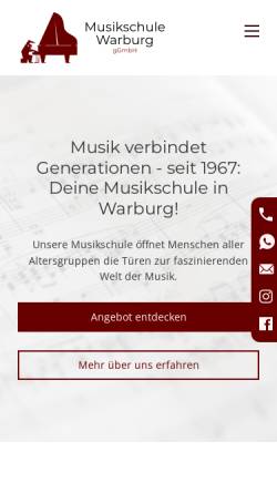 Vorschau der mobilen Webseite www.mu-wa.de, Musikschule Warburg gGmbH