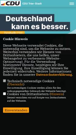 Vorschau der mobilen Webseite www.cdu-trier.de, CDU Stadtratsfraktion