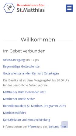 Vorschau der mobilen Webseite www.abteistmatthias.de, Benediktinerabtei St. Matthias