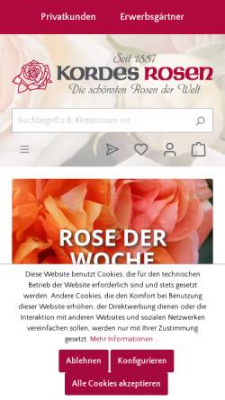 Vorschau der mobilen Webseite www.rosen.de, W. Kordes' Söhne Rosenschulen GmbH & Co KG