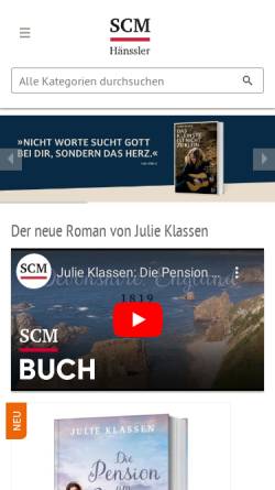 Vorschau der mobilen Webseite www.scm-haenssler.de, Hänssler Verlag GmbH