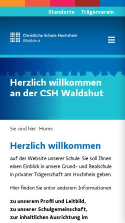 Vorschau der mobilen Webseite www.csh-waldshut.de, Christliche Schule Hochrhein