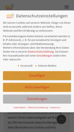 Vorschau der mobilen Webseite www.vebs-online.com, Verband evangelischer Bekenntnisschulen
