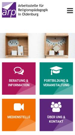 Vorschau der mobilen Webseite www.arp-ol.de, Arbeitsstelle für Religionspädagogik der Evangelisch-lutherischen Kirche in Oldenburg