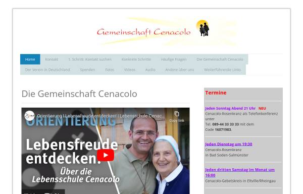 Vorschau von www.cenacolo.de, Gemeinschaft Cenacolo