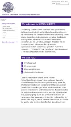 Vorschau der mobilen Webseite www.lebensnerv.de, Lebensnerv - Stiftung zur Förderung der psychosomatischen MS-Forschung