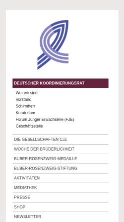 Vorschau der mobilen Webseite www.deutscher-koordinierungsrat.de, Gesellschaften für christlich-jüdische Zusammenarbeit