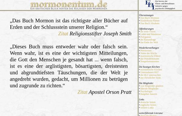 Vorschau von www.mormonentum.de, Die Mormonen - Ein Blick hinter die Kulissen