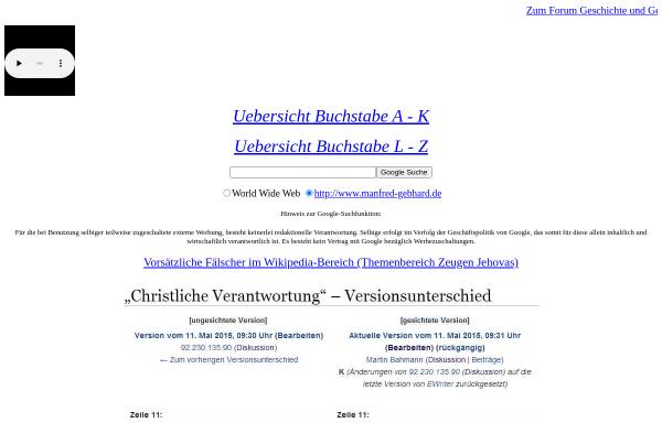 Vorschau von www.manfred-gebhard.de, Geschichte der Zeugen Jehovas