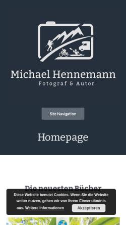 Vorschau der mobilen Webseite www.michael-hennemann.de, Bücher für Kanu und Trekkingtouren