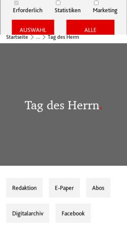 Vorschau der mobilen Webseite www.tag-des-herrn.de, Tag des Herrn online