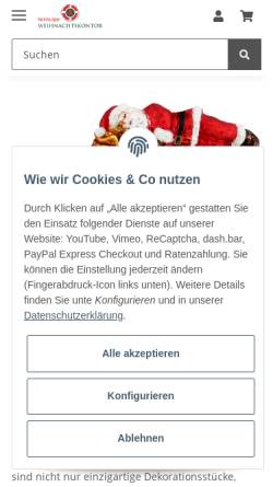 Vorschau der mobilen Webseite weihnachtskontor.de, Hamburger Weihnachtskontor GbR