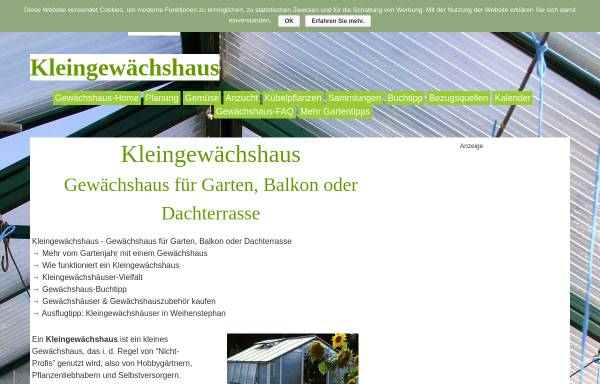 Vorschau von www.kleingewaechshaus.de, Das Kleingewächshaus