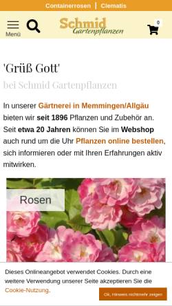 Vorschau der mobilen Webseite www.schmid-gartenpflanzen.de, Schmid Gartenpflanzen