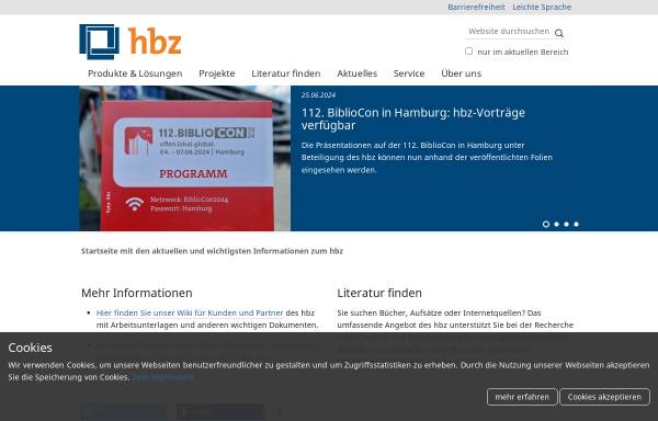 Vorschau von www.hbz-nrw.de, Hochschulbibliothekszentrum des Landes NRW