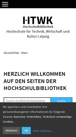 Vorschau der mobilen Webseite www.htwk-leipzig.de, Hochschule für Technik, Wirtschaft und Kultur Leipzig [HTWK] - Hochschulbibliothek