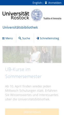 Vorschau der mobilen Webseite www.ub.uni-rostock.de, Universitätsbibliothek Rostock