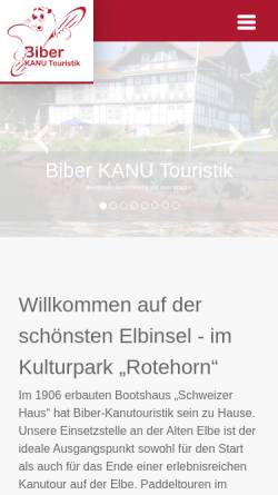 Vorschau der mobilen Webseite www.biber-kanutouristik.de, Biber KANU-Touristik