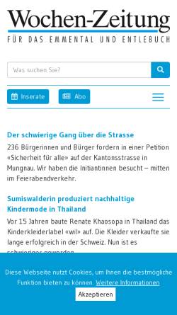 Vorschau der mobilen Webseite www.wochen-zeitung.ch, Wochen-Zeitung für das Emmental und Entlebuch
