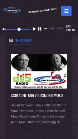 Vorschau der mobilen Webseite www.kaiseregg.ch, Radio Kaiseregg