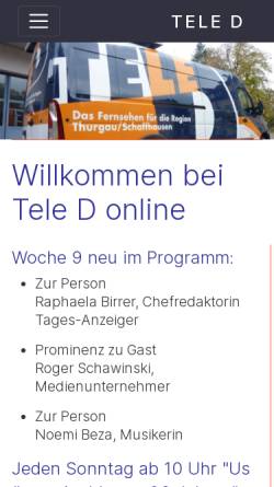 Vorschau der mobilen Webseite www.tele-d.ch, Tele D
