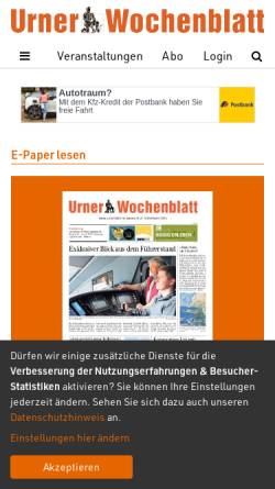 Vorschau der mobilen Webseite www.urnerwochenblatt.ch, Urner Wochenblatt