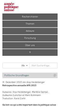 Vorschau der mobilen Webseite anneepolitique.ch, Jahrbuch für Schweizerische Politik