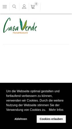 Vorschau der mobilen Webseite www.casaverde-natur.de, Casa Verde Naturprodukte Vertriebs GmbH