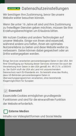 Vorschau der mobilen Webseite www.getreide-ag.de, Getreide AG Rendsburg