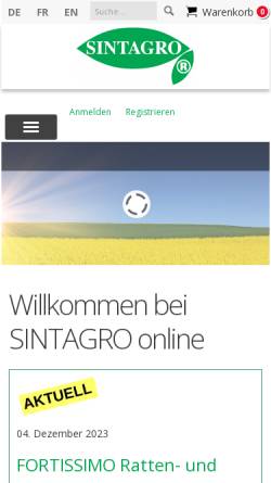 Vorschau der mobilen Webseite www.sintagro.ch, Sintagro AG