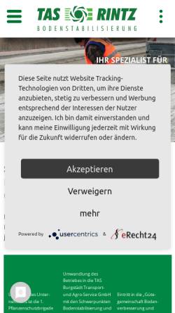 Vorschau der mobilen Webseite www.tas-burgstaedt.de, TAS Transport- und Agro-Service GmbH