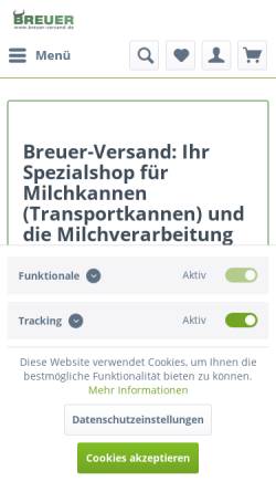 Vorschau der mobilen Webseite breuer-versand.de, Breuer-Versand