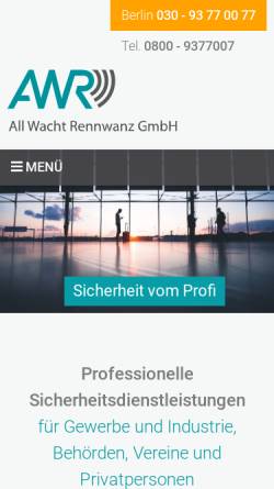 Vorschau der mobilen Webseite allwacht.de, AllWacht Rennwanz GmbH