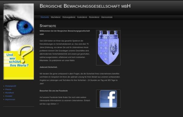 Vorschau von www.bewa.de, Bergische Bewachungsgesellschaft mbH