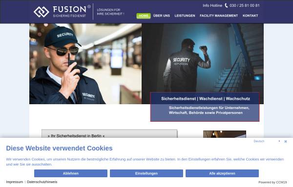 Vorschau von fusion-security.de, Fusion Sicherheitsdienst e.K.