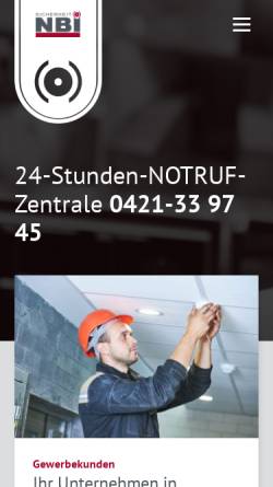 Vorschau der mobilen Webseite www.nbi-sicherheit.de, NBI Norddeutsches Bewachungs-Institut GmbH & Co. KG