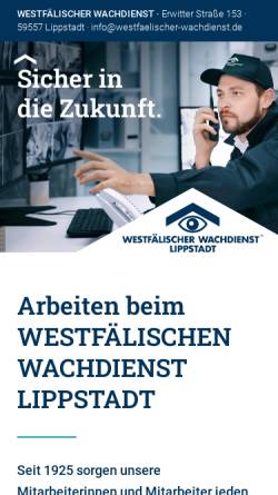 Vorschau der mobilen Webseite www.westfaelischer-wachdienst.de, Westfälischer Wachdienst Lippstadt, Inh. Heinrich Giebeler