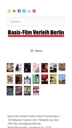 Vorschau der mobilen Webseite www.basisfilm.de, Basis-Film Verleih Berlin