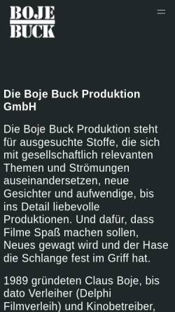 Vorschau der mobilen Webseite www.bojebuck.de, Boje Buck Produktion GmbH