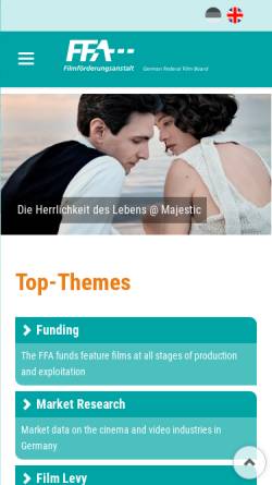 Vorschau der mobilen Webseite www.ffa.de, FFA - Filmförderungsanstalt Berlin
