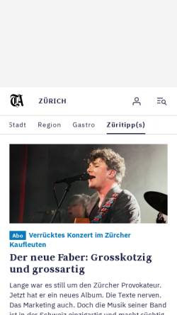 Vorschau der mobilen Webseite www.tagesanzeiger.ch, Züritipp - Beilage des Tagesanzeigers
