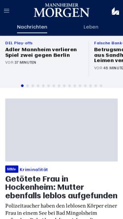 Vorschau der mobilen Webseite www.morgenweb.de, Morgenweb