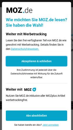 Vorschau der mobilen Webseite www.moz.de, Märkische Oderzeitung