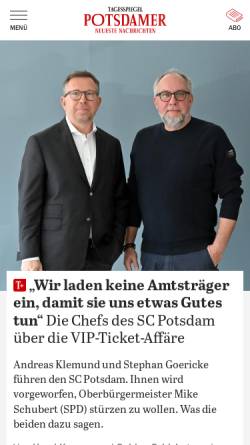 Vorschau der mobilen Webseite www.pnn.de, Potsdamer Neueste Nachrichten