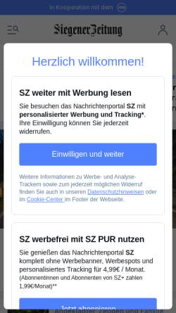 Vorschau der mobilen Webseite www.siegener-zeitung.de, Siegener Zeitung