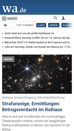 Vorschau der mobilen Webseite www.wa-online.de, Westfälischer Anzeiger