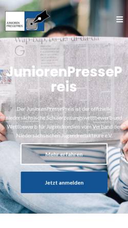 Vorschau der mobilen Webseite www.pressepreis.de, Juniorenpressepreis Niedersachsen und Bremen