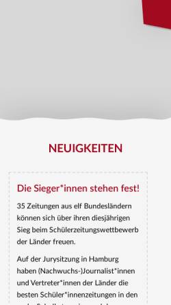 Vorschau der mobilen Webseite www.schuelerzeitung.de, Schülerzeitungswettbewerb des Bundespräsidenten